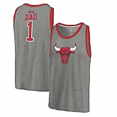 Chicago Bulls Fanatics Branded Greatest Dad Tri-Blend Tank Top - Heathered Gray